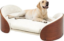 KZLAA Luxury Solid Wood Dog Bed with Bent Wood Back, Large