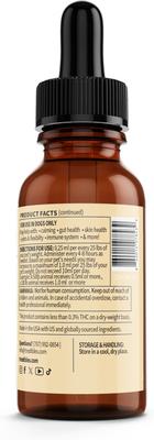 Show full view: Treatibles Extra Stength Oil Dropper 1000-mg Full Spectrum Hemp Extract Canine Peanut Butter Flavored Liquid Calming Supplement for Dogs, 1-fl oz bottle slide 4 of 4