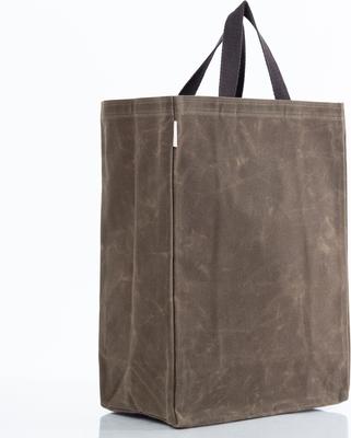 Show full view: CB Station Personalized Waxed Market Tote Bag, Olive, Horseshoe slide 2 of 3