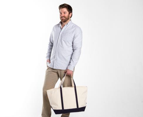 Show full view: CB Station Personalized Classic Tote Bag, Navy, Large, Horseshoe slide 3 of 3