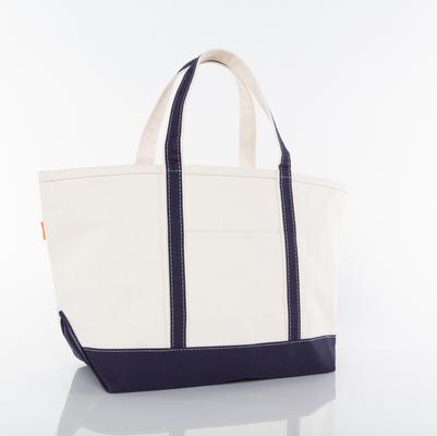Show full view: CB Station Personalized Classic Tote Bag, Navy, Large, Horseshoe slide 2 of 3
