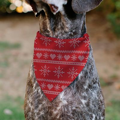 Show full view: Buckle-Down Christmas Holiday Sweater Stitch Hearts & Snowflakes Personalized Dog Bandana slide 5 of 6