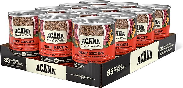 Show full view: ACANA Premium Pate Beef in Bone Broth Grain-Free Wet Dog Food, 12.8-oz, case of 12 slide 4 of 13