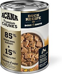 ACANA Premium Chunks Duck in Bone Broth Grain-Free Wet Dog Food, 12.8-oz can, case of 12