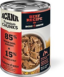 ACANA Premium Chunks Beef in Bone Broth Grain-Free Wet Dog Food, 12.8-oz can, case of 12