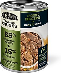 ACANA Premium Chunks Pork in Bone Broth Grain-Free Wet Dog Food, 12.8-oz can, case of 12