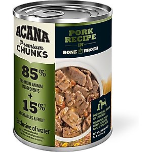 ACANA Premium Chunks Pork in Bone Broth Grain-Free Wet Dog Food, 12.8-oz can, case of 12