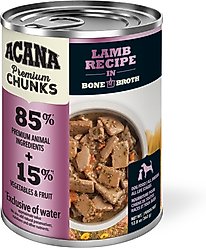 ACANA Premium Chunks Lamb in Bone Broth Grain-Free Wet Dog Food, 12.8-oz can, case of 12