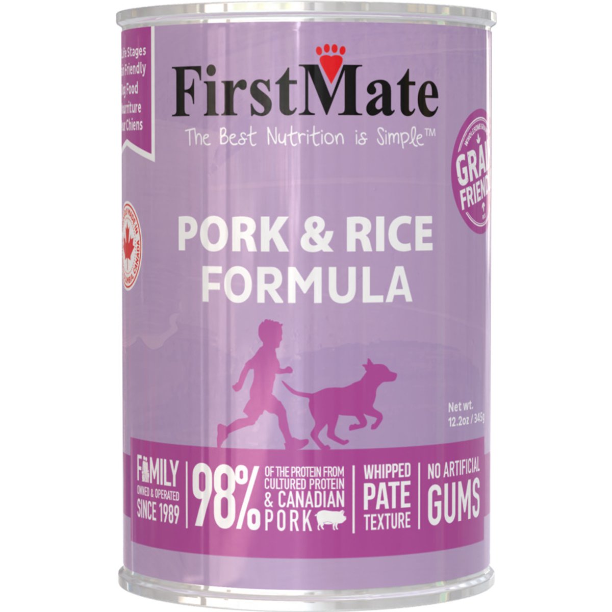 Firstmate Pork with Rice Wet Dog Food, 12.2-oz can, case of 12