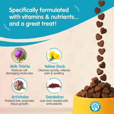 Show full view: Wanderfound Pets Milk Thistle Liver Support Salmon & Bacon Flavor Dog Supplement, 60 count slide 3 of 8