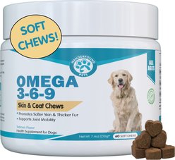 Wanderfound Pets Omega 3-6-9 Skin & Coat Health Smoked Salmon Flavor Dog Supplement Soft Chews, 60 count