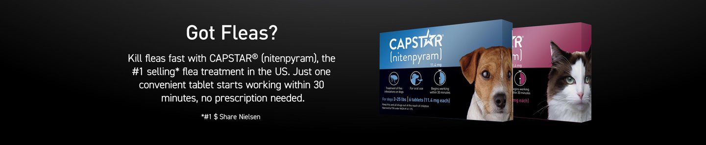 Kill fleas fast with Capstar (nitenpyram) the #1 selling flea treatment in the US. Just 1 tablet starts working in 30 minutes. No prescription needed.