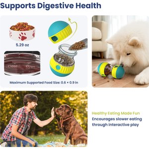 PawsPik Dual Sphere Treat-Dispensing Rolling Dog Toy, Blue
