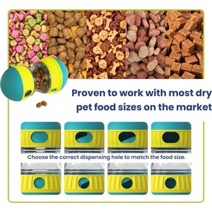 PawsPik Dual Sphere Treat-Dispensing Rolling Dog Toy, Blue