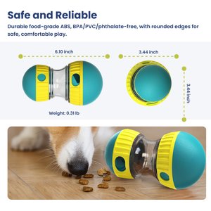 PawsPik Dual Sphere Treat-Dispensing Rolling Dog Toy, Blue
