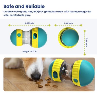 Show full view: PawsPik Dual Sphere Treat-Dispensing Rolling Dog Toy, Blue slide 4 of 11