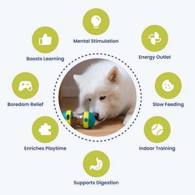 Show full view: PawsPik Dual Sphere Treat-Dispensing Rolling Dog Toy, Blue slide 2 of 11