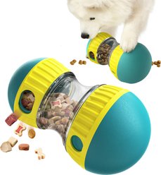 PawsPik Dual Sphere Treat-Dispensing Rolling Dog Toy, Blue