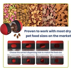 PawsPik Dual Sphere Treat-Dispensing Rolling Dog Toy, Red