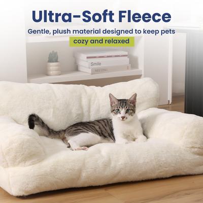 Show full view: PawsPik Plush Support Sofa Bed for Dogs & Cats, White slide 4 of 11