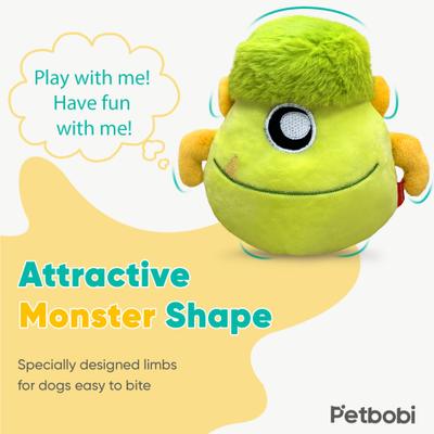 Show full view: Petbobi The Veggie Scout Bobby Interactive Squeaky Dog Plush Toy, Green slide 3 of 6