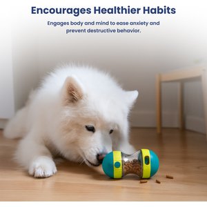 PawsPik Dual Sphere Treat-Dispensing Rolling Dog Toy, Blue