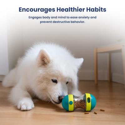 Show full view: PawsPik Dual Sphere Treat-Dispensing Rolling Dog Toy, Blue slide 8 of 11