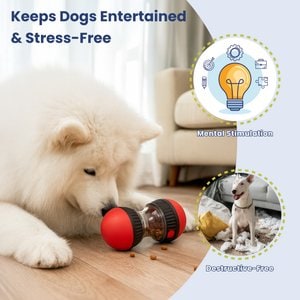 PawsPik Dual Sphere Treat-Dispensing Rolling Dog Toy, Red