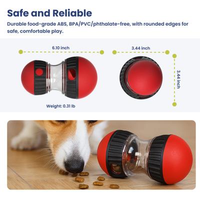 Show full view: PawsPik Dual Sphere Treat-Dispensing Rolling Dog Toy, Red slide 5 of 12