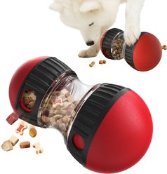 PawsPik Dual Sphere Treat-Dispensing Rolling Dog Toy, Red