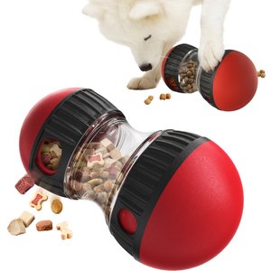 PawsPik Dual Sphere Treat-Dispensing Rolling Dog Toy, Red