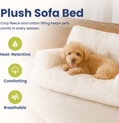 PawsPik Plush Support Sofa Bed for Dogs & Cats, White slide 2 of 9