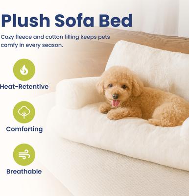 Show full view: PawsPik Plush Support Sofa Bed for Dogs & Cats, White slide 2 of 11