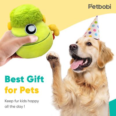 Show full view: Petbobi The Veggie Scout Bobby Interactive Squeaky Dog Plush Toy, Green slide 6 of 6
