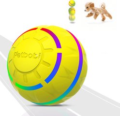 Petbobi Interactive Dog Ball Toy, 3.2-in, Yellow