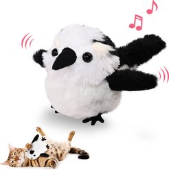 Petbobi Flapping Bird Lifelike Lark Interactive Cat Plush Toy with Catnip, Black