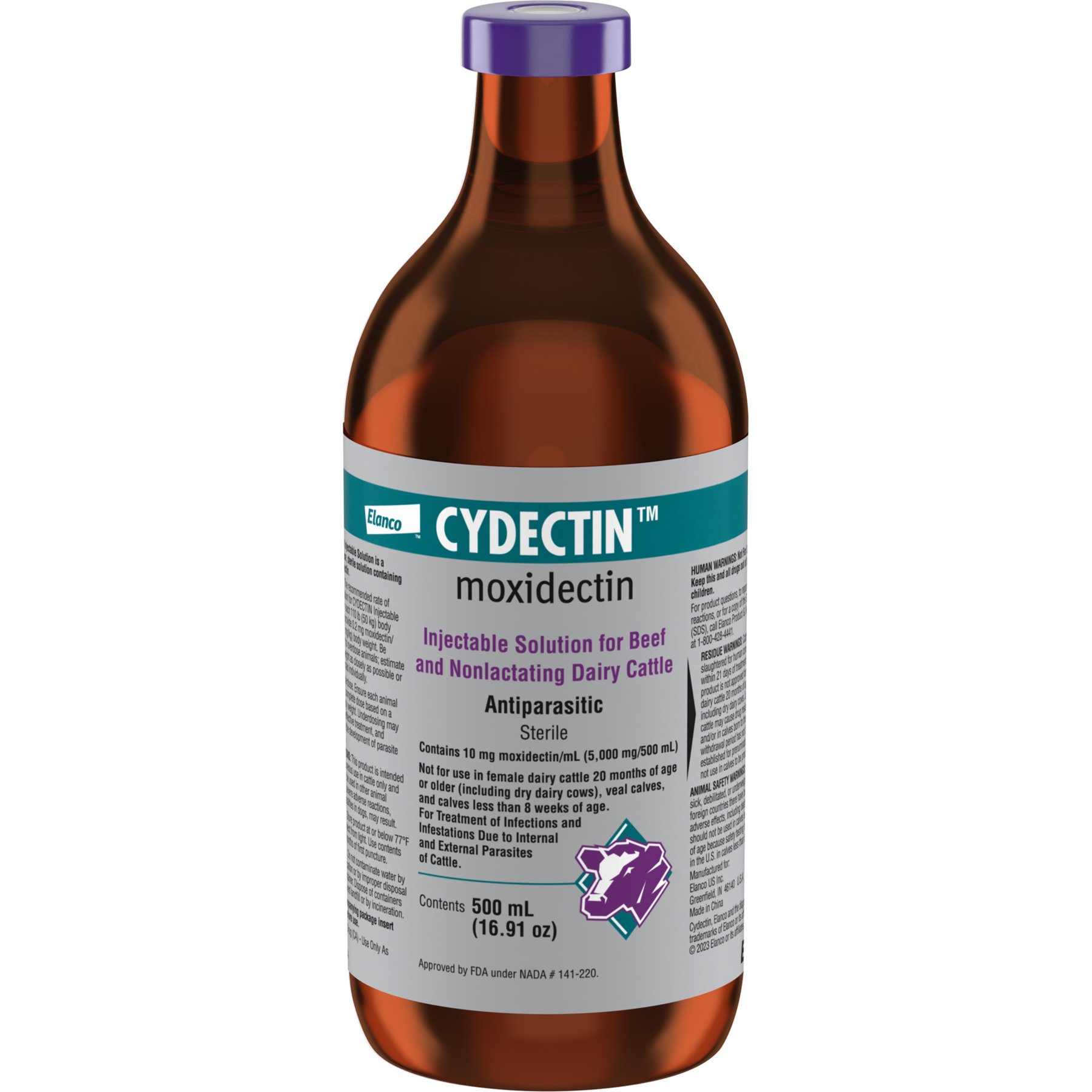 Elanco Cydectin 1% Injectable Dewormer, 500-mL