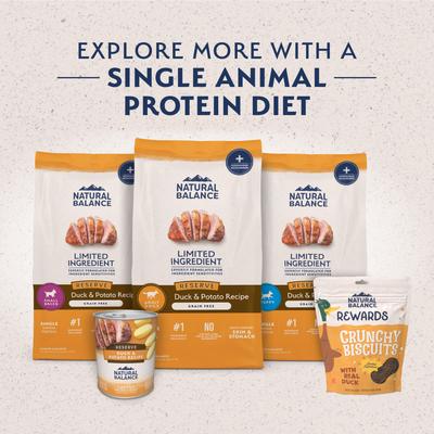 Show full view: Natural Balance Limited Ingredient Reserve Grain-Free Duck & Potato Recipe Dry Dog Food, 22-lb bag slide 5 of 11