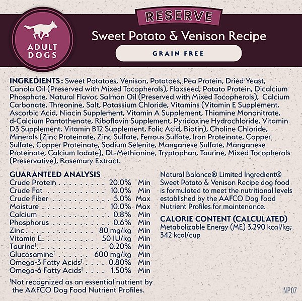 Natural Balance Limited Ingredient Reserve Grain-Free Sweet Potato & Venison Recipe Dry Dog Food