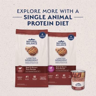 Show full view: Natural Balance Limited Ingredient Beef & Brown Rice Recipe Dry Dog Food, 12-lb bag slide 5 of 11