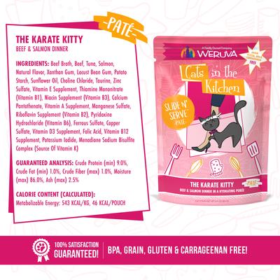 Show full view: Weruva Cats in the Kitchen The Karate Kitty with Beef & Salmon Grain-Free Cat Food Pouches, 3-oz pouch, case of 12 slide 5 of 12