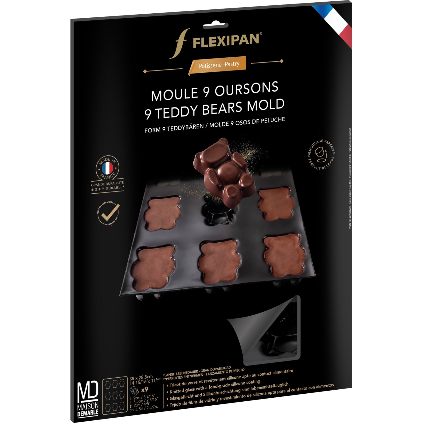 Flexipan 9 Teddy Bears Non Stick Mold, Black