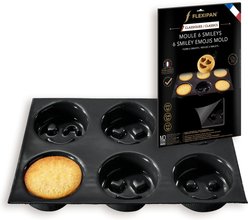 Flexipan 6 Smiley Emojis Non Stick Mold, Black