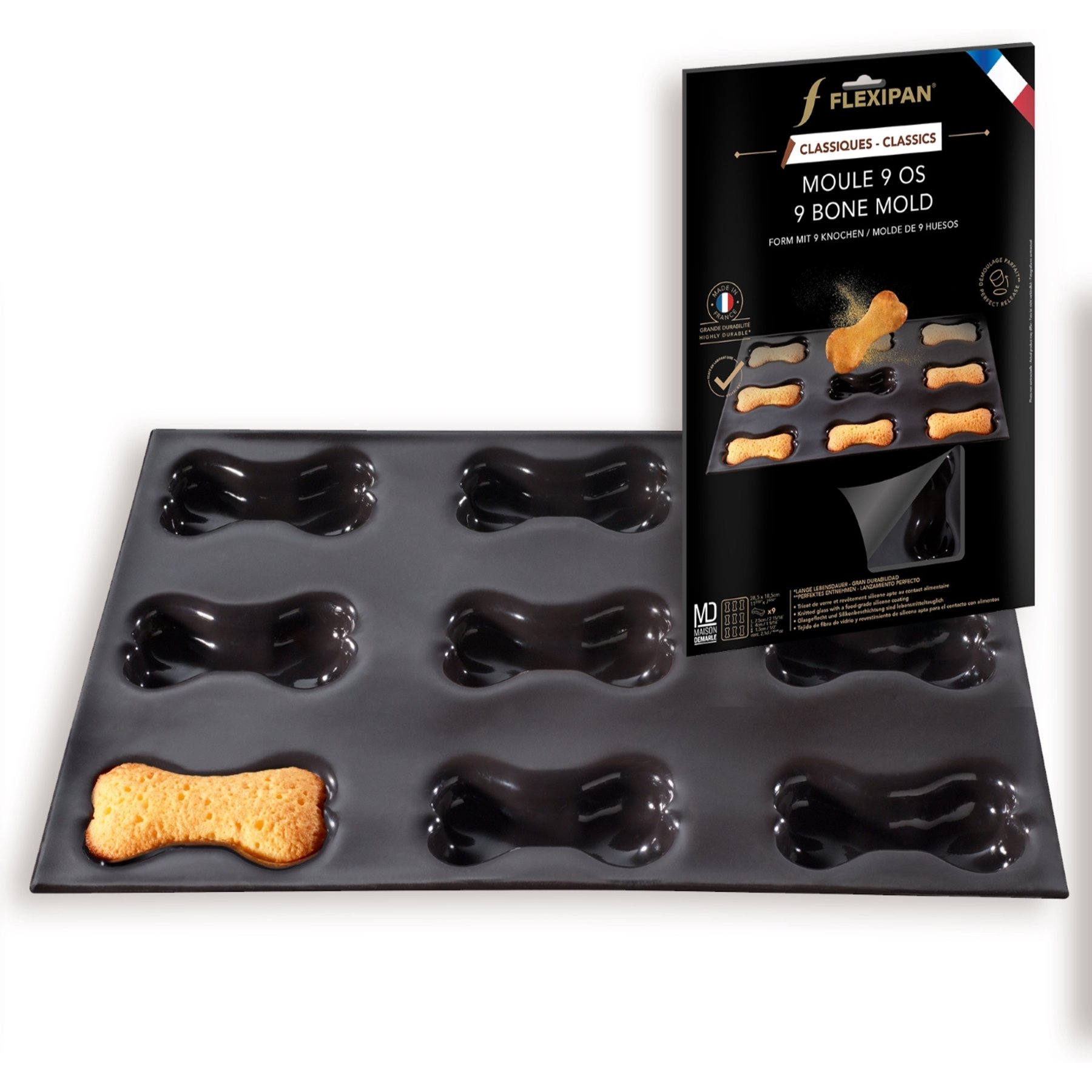 Flexipan Dog Bone Homemade Treat Non Stick Mold, Black