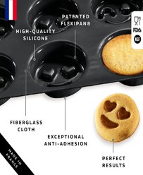 Flexipan 6 Smiley Emojis Non Stick Mold, Black slide 2 of 3