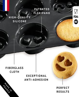 Show full view: Flexipan 6 Smiley Emojis Non Stick Mold, Black slide 2 of 3