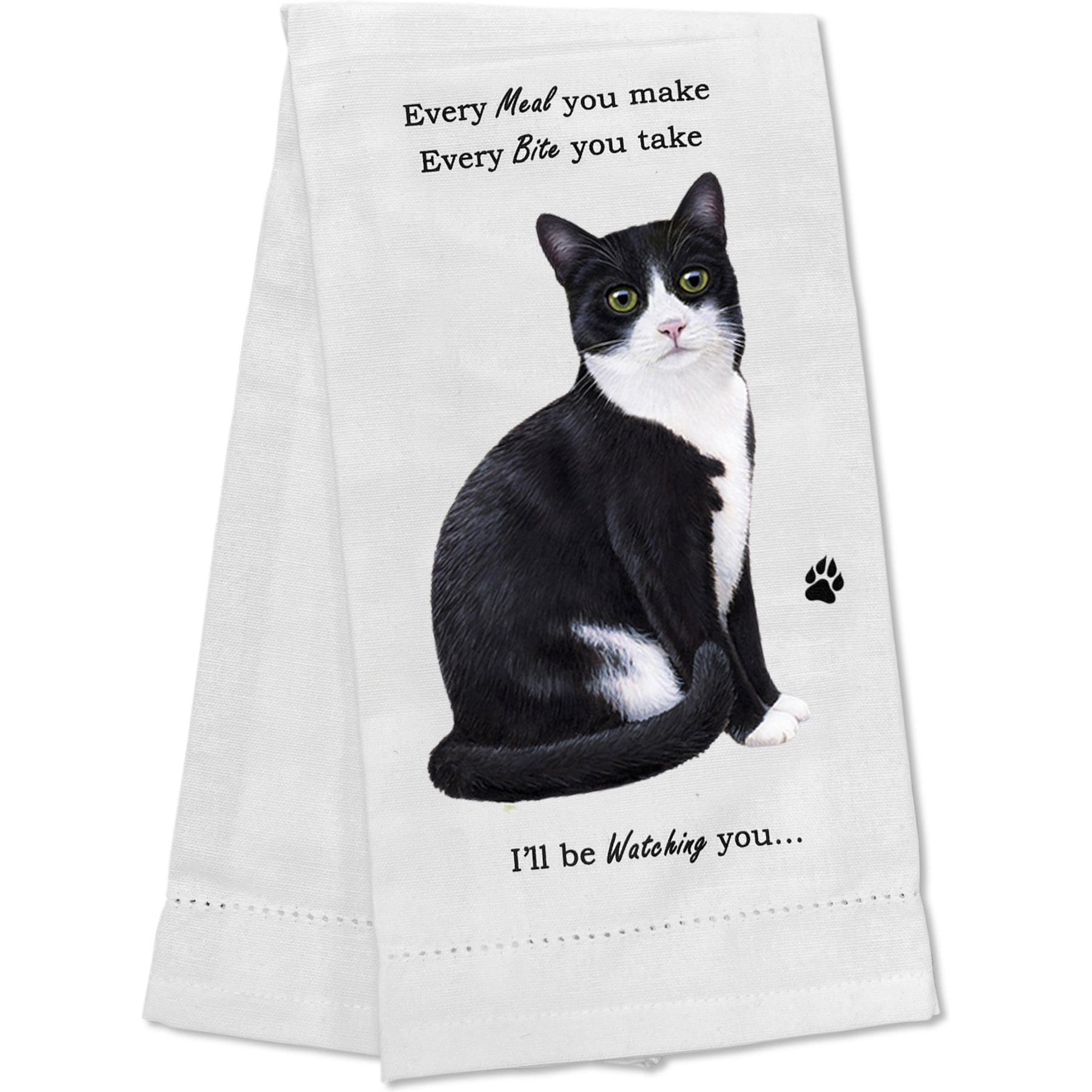 E&S PETS Black & White Cat Cotton Kitchen Towel