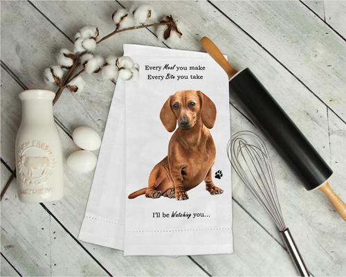 Show full view: E&S PETS Dachshund Cotton Kitchen Towel, Red slide 3 of 6