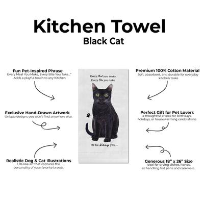 Show full view: E&S PETS Black Cat Cotton Kitchen Towel slide 2 of 6