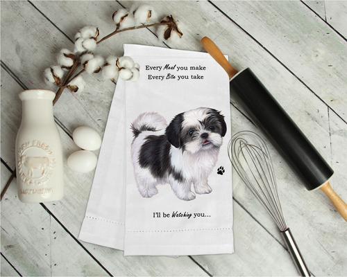 Show full view: E&S PETS Shih Tzu Black & White Puppy Cut Cotton Kitchen Towel slide 3 of 6